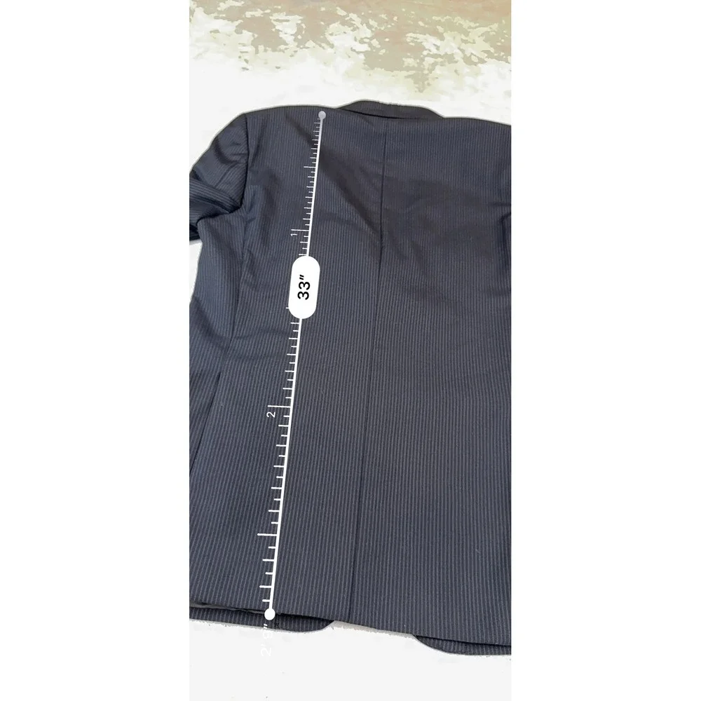 Ermenegildo Zegna Mens 42L Pinstripe Wool Blazer Sport Coat 3510/2FP Navy Blue‎